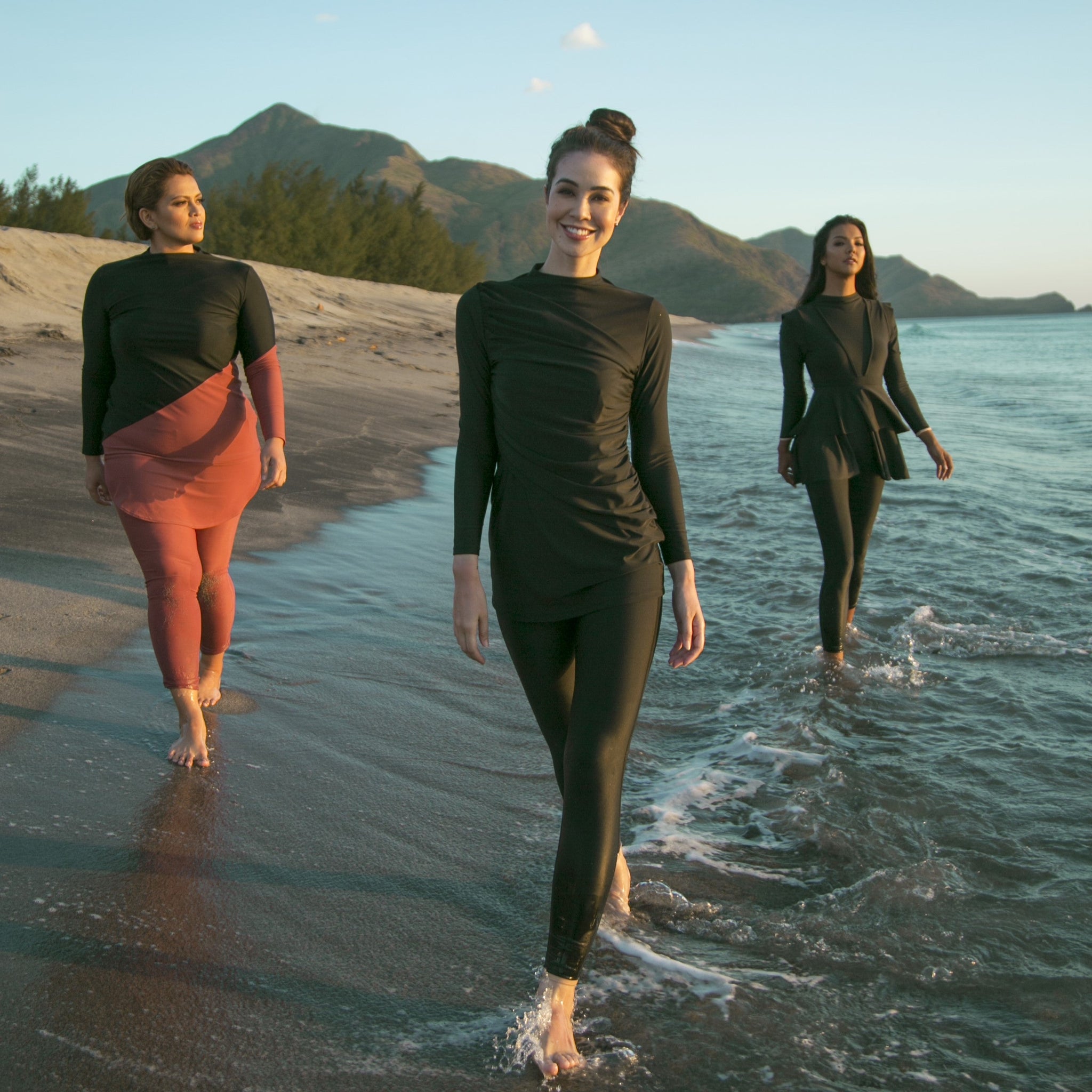 Diana Swim Set BLACK  LANUUK Womens Modest Covered Burkini Swimwear