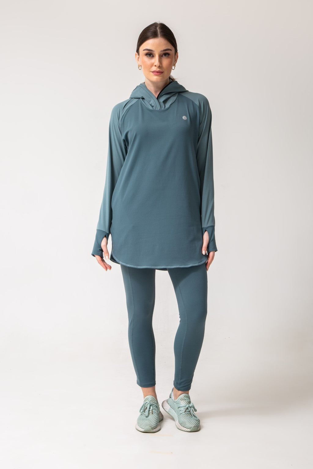 Stretch Athletic Hoodie Sage| LANUUK Modest Hijab Activewear